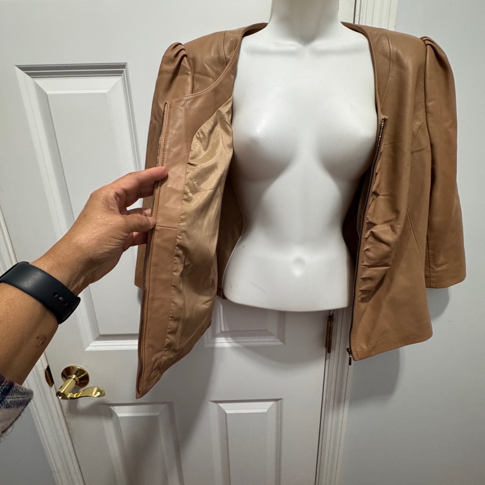 Doncaster Tan Leather Jacket cost size 12 - Picture 5 of 9